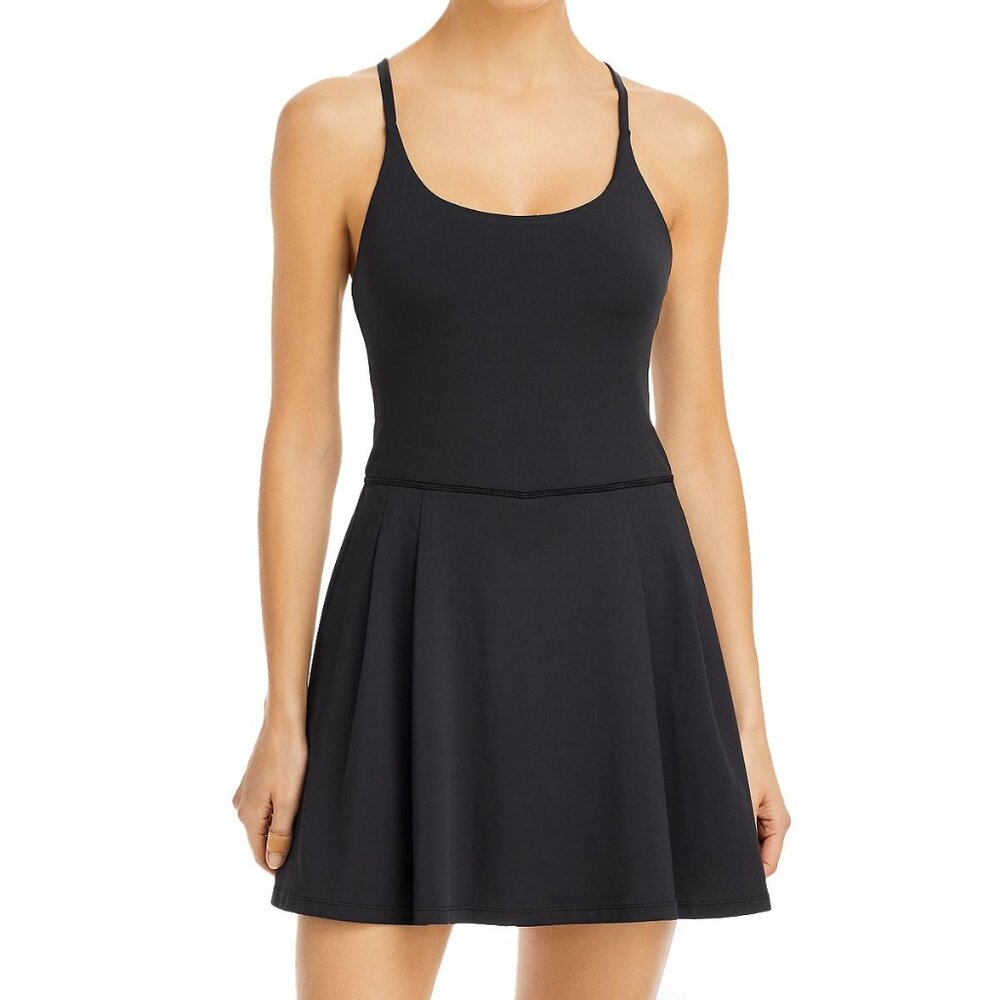 Aqua Women's Racerback Flared Active Dress Black S B4HP $88